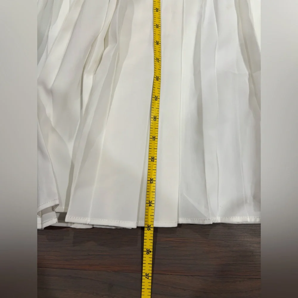 467. Commense Asymmetric Patchwork Faux Leather Chiffon Pleated Maxi Skirt M - Picture 10 of 10
